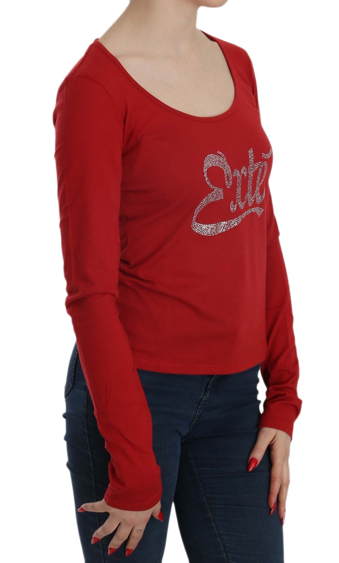 Exte blouse in stunning red color with shimmering crystals for glamour