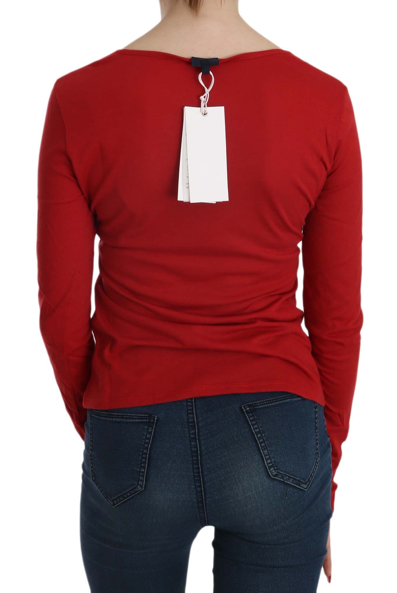 Exte Ravishing Red Crystal Embellished Blouse for sophisticated style statement