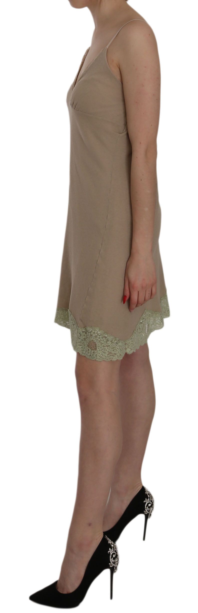 PINK MEMORIES dress with delicate beige lace and classic elegance from Italy