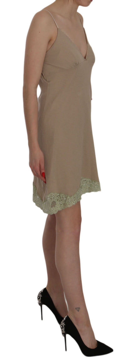 Luxurious beige lace dress, made in Italy, exuding elegance and sophistication