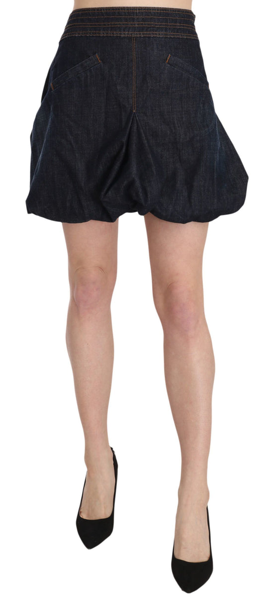 Exte A-Line Mini Skirt in Dark Blue with Zipper Closure and Logo Details