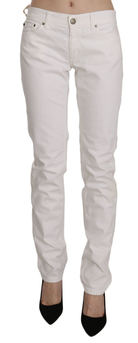 White Dondup Chic Skinny Cotton Blend Pants with Tags, Front View
