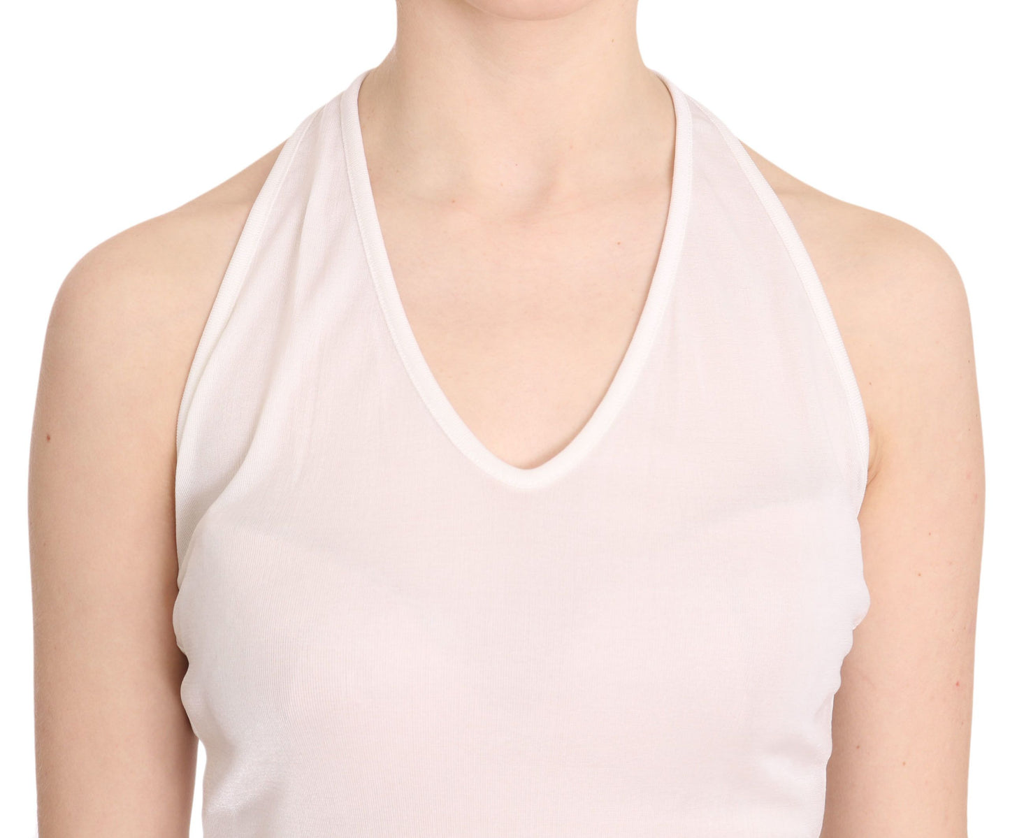 GF Ferre Elegant White Halter Casual Tank Top from Italy