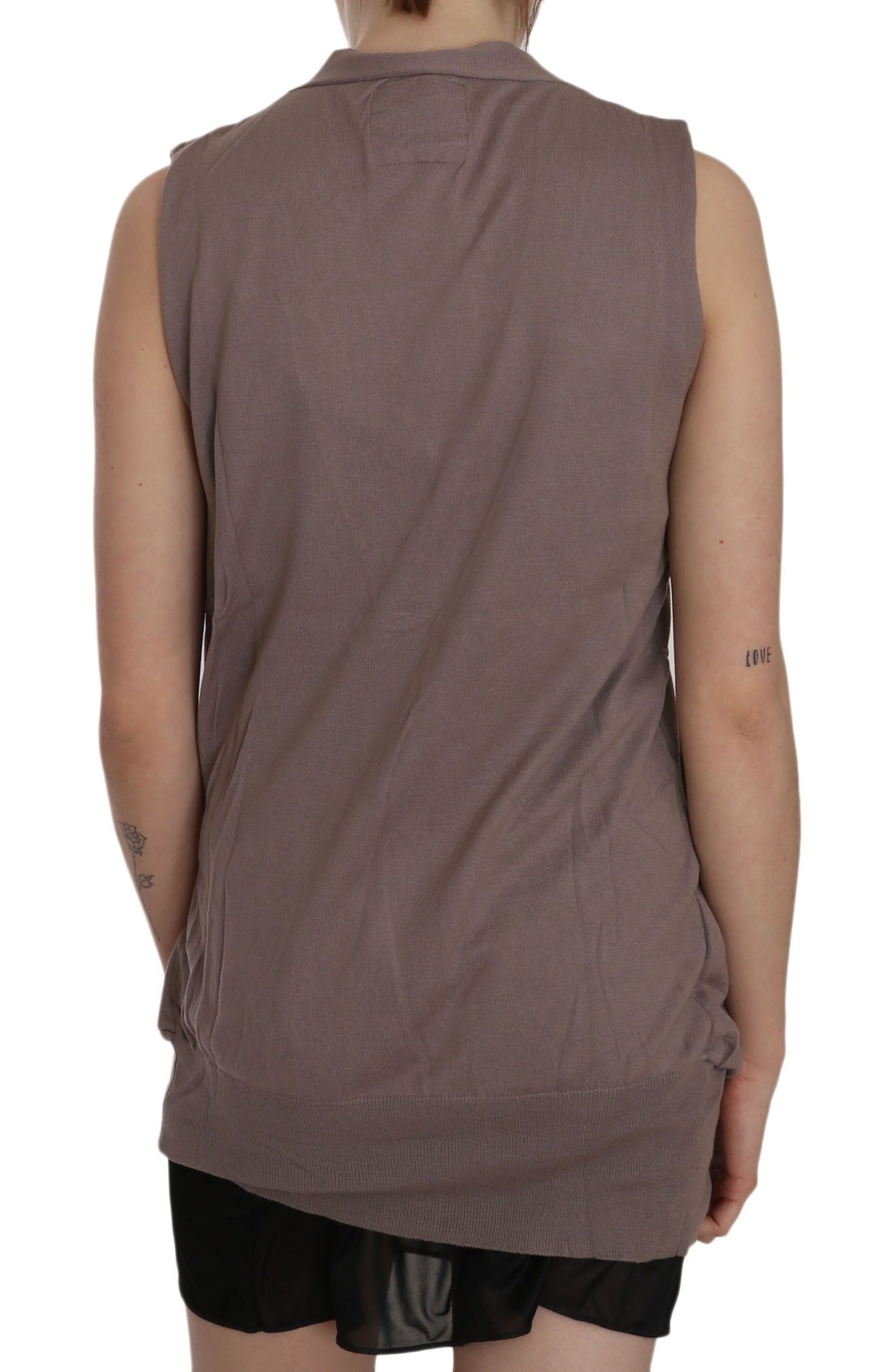 Chic and comfortable sleeveless cardigan top with attention to detail by PINK MEMORIES
