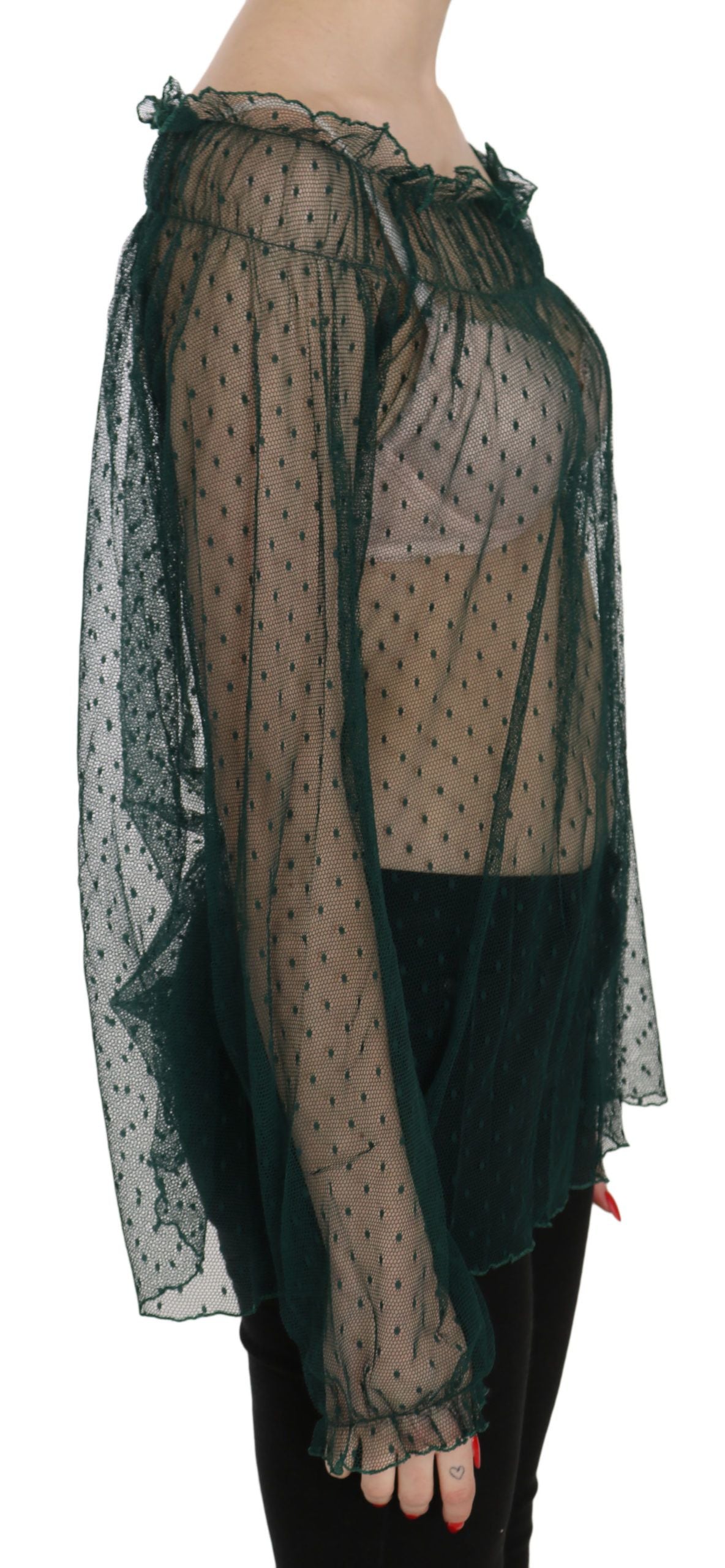 Elegant and sophisticated sheer mesh design blouse from PINK MEMORIES