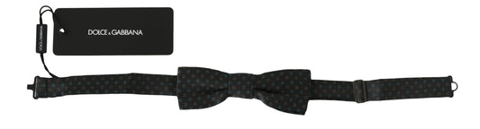 Elegant Gray Silk Patterned Bow Tie from Dolce & Gabbana, Made in Italy, 100% Silk 