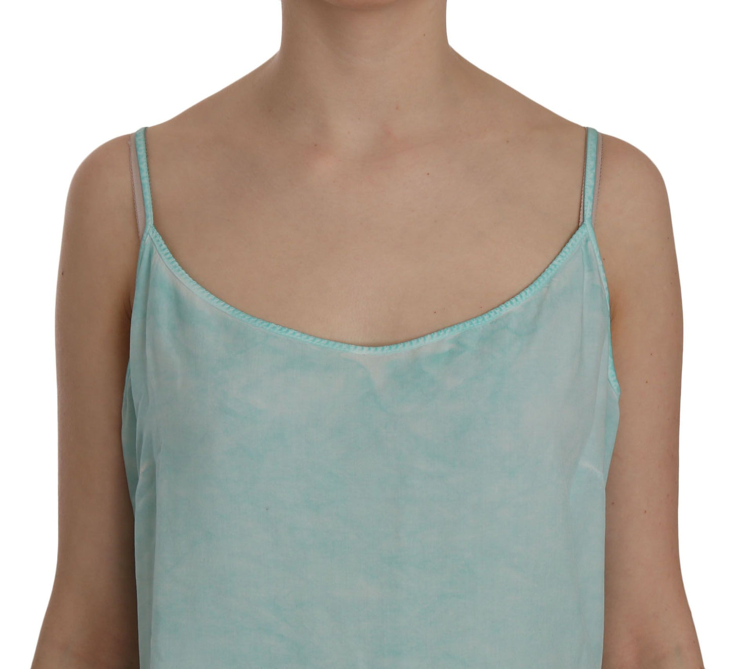 Ermanno Scervino's stunning Spaghetti Strap Sleeveless Top in beautiful blue hue, with subtle logo details, adding a touch of understated glamour to your outfit