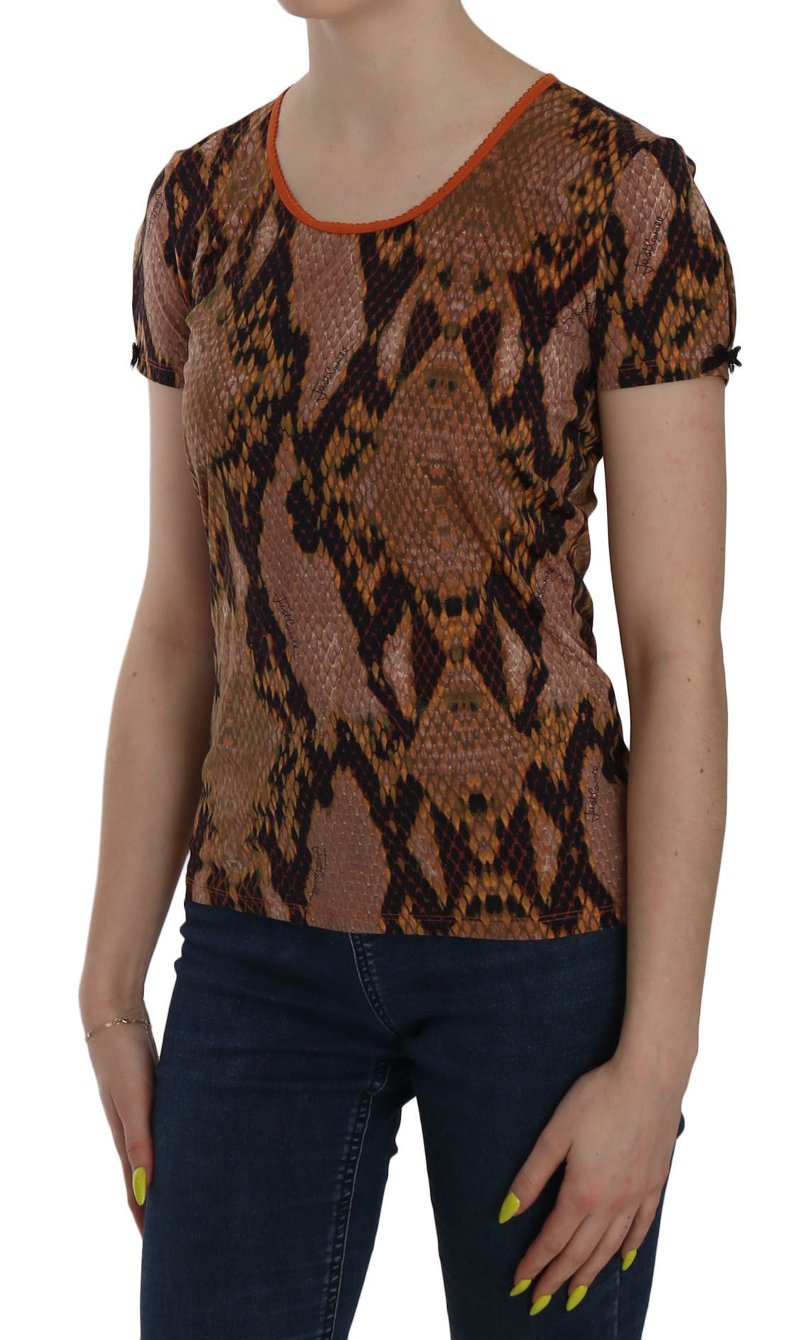 New with tags Just Cavalli Brown Snake Skin Blouse perfect for any occasion