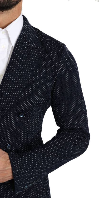 Dolce & Gabbana Elegant Dark Blue Dotted Slim-Fit Blazer for Men