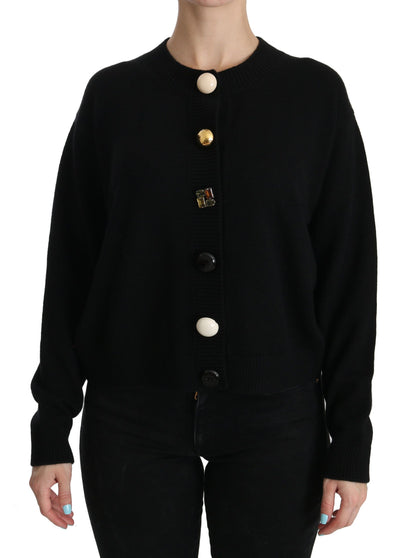Dolce & Gabbana black cashmere cardigan with six button front closure