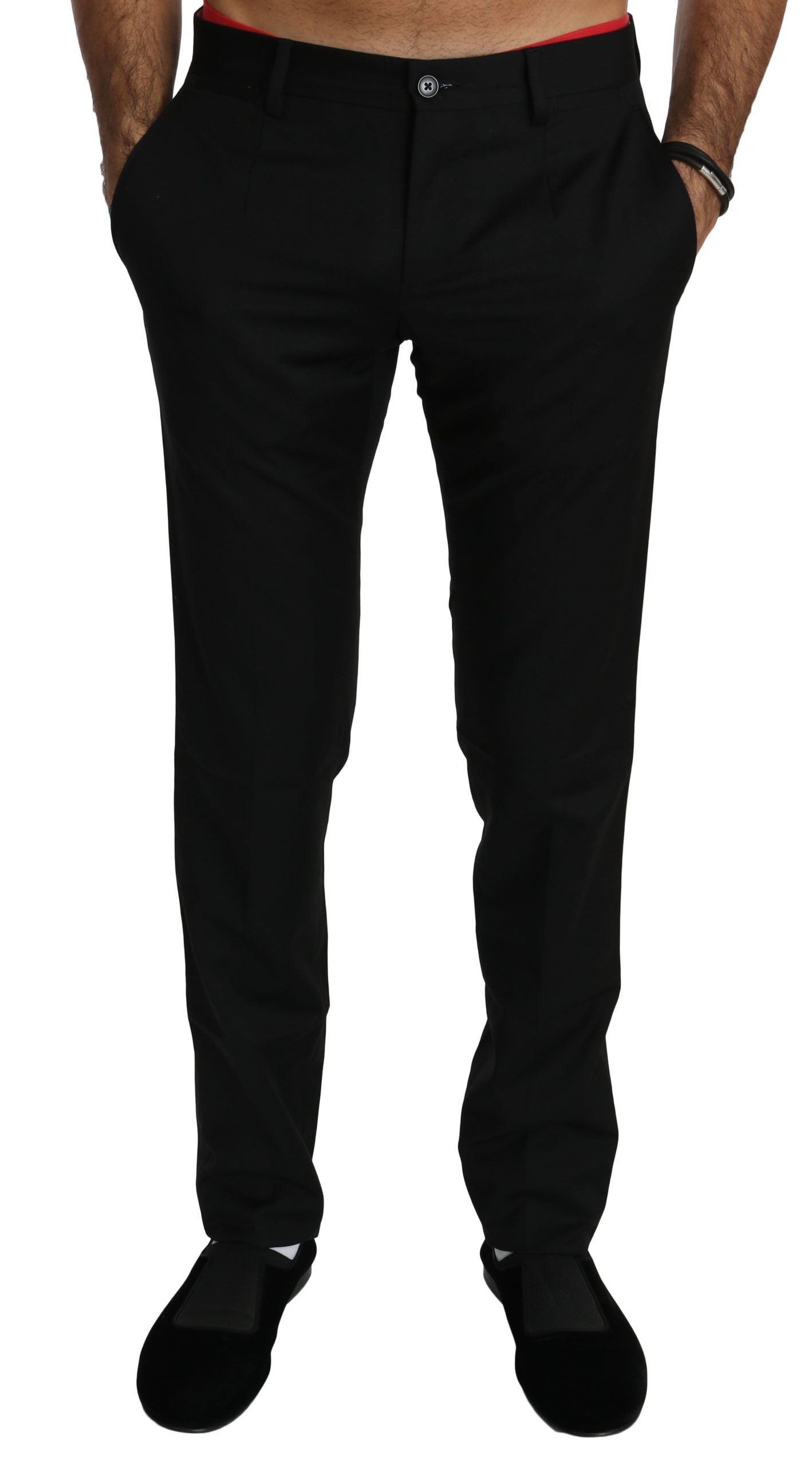 Dolce & Gabbana black wool dress pants with button and zipper closure