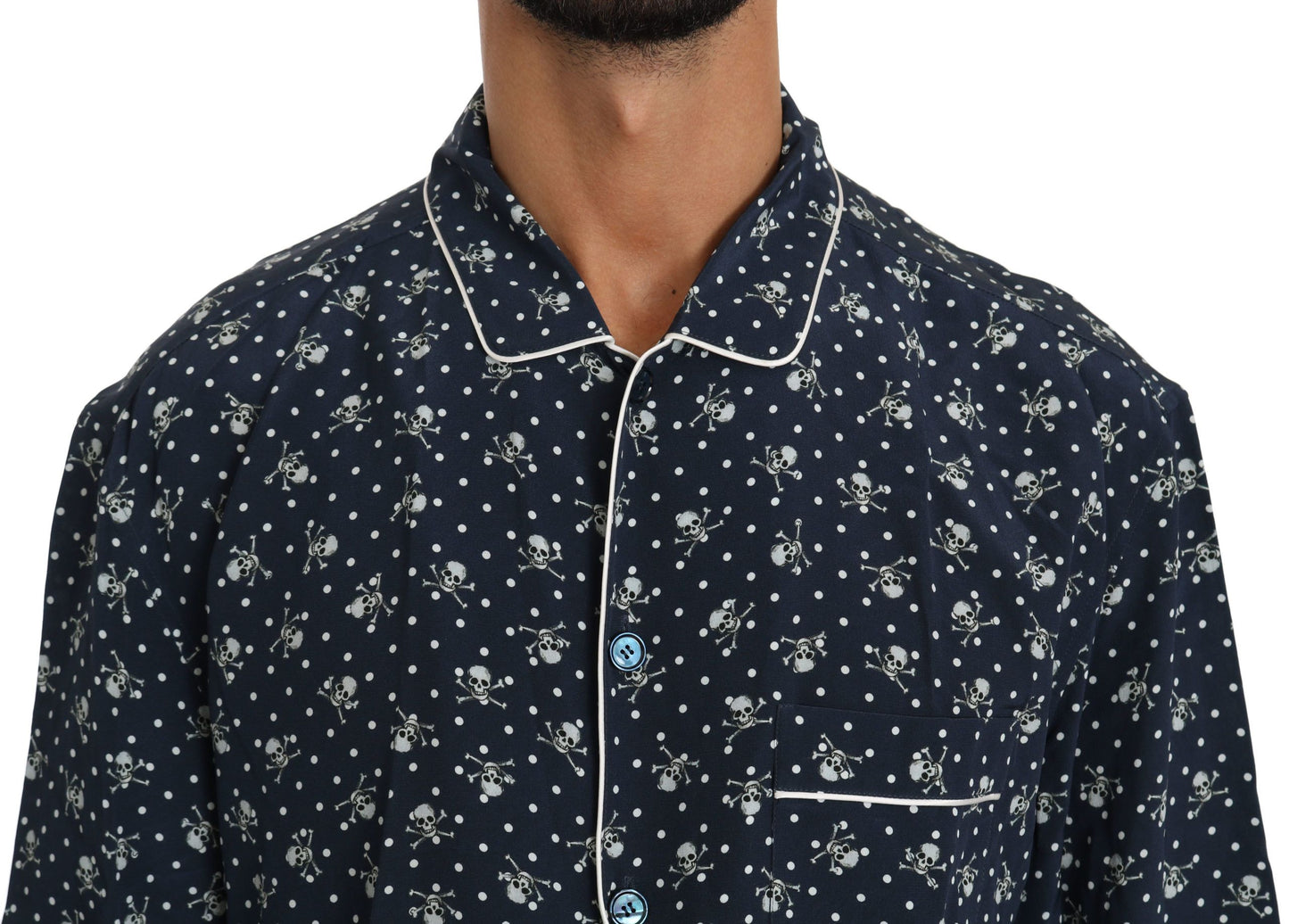 Italian-made lounge shirt with full front button closure and logo details
