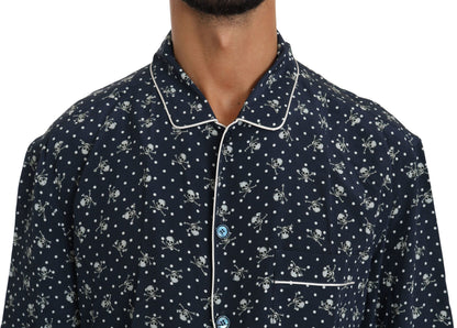 Italian-made lounge shirt with full front button closure and logo details