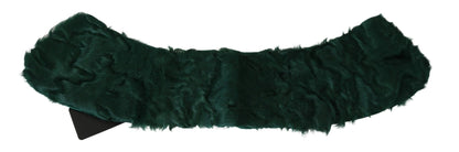 Gorgeous green fur scarf with subtle logo details by Dolce & Gabbana