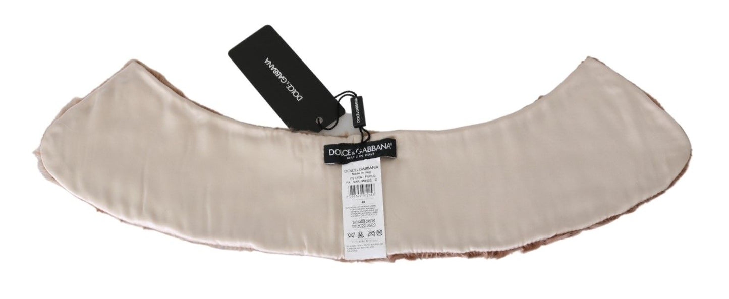 Warm and stylish Dolce & Gabbana Elegant Beige Lambskin Scarf for Women from Italy