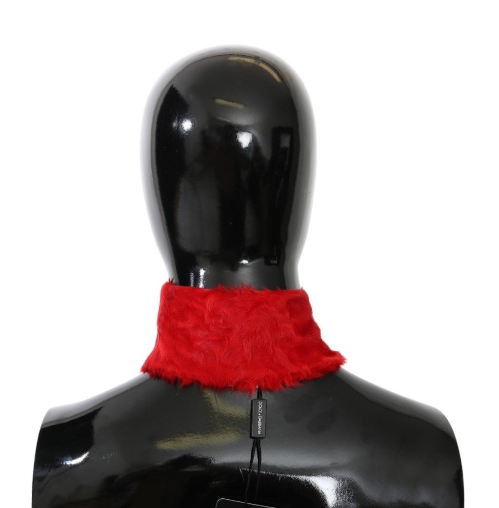 Opulent red lambskin scarf from Dolce & Gabbana, a statement of luxury