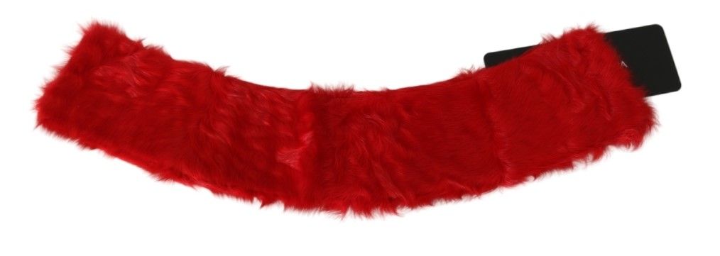 Stunning red fur scarf from Dolce & Gabbana, guaranteed to elevate your ensemble