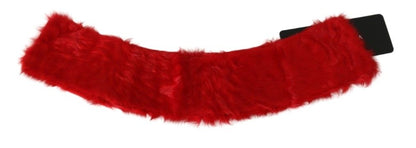 Stunning red fur scarf from Dolce & Gabbana, guaranteed to elevate your ensemble