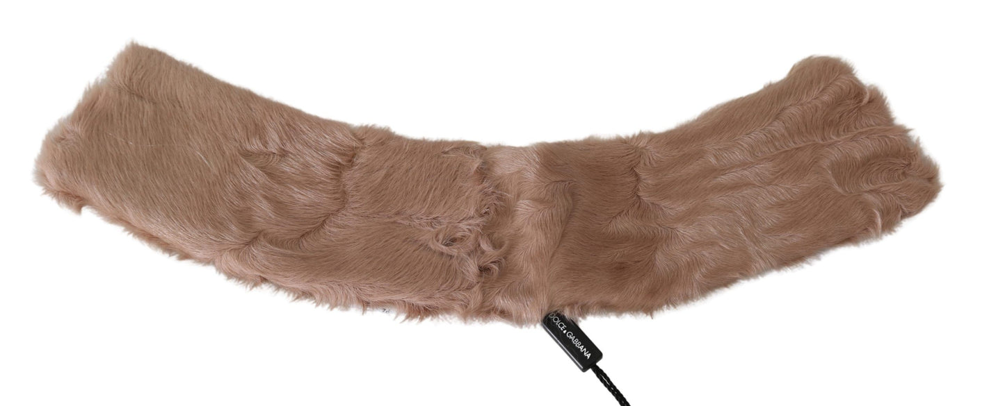 High-fashion beige fur scarf by Dolce & Gabbana, showcasing Italian finesse