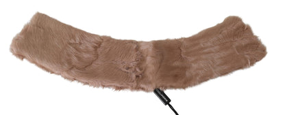 High-fashion beige fur scarf by Dolce & Gabbana, showcasing Italian finesse
