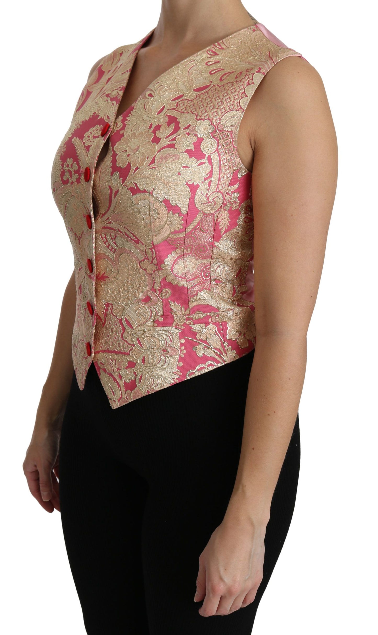 Sophisticated Dolce & Gabbana V-neck Vest Top crafted from silk, nylon, and acetate