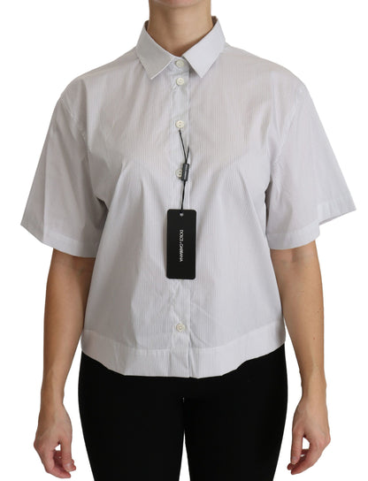 Exquisite white cotton polo top by Dolce & Gabbana with logo detailing