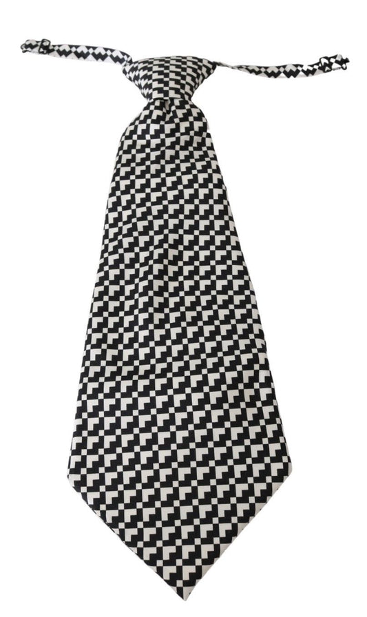Dolce & Gabbana Elegant Black Patterned Silk Tie with 100% Silk Material
