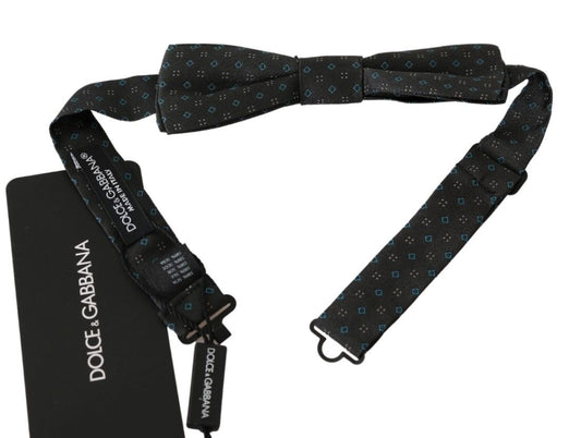 Dolce & Gabbana Elegant Silk Gray Patterned Bow Tie exudes sophistication, 100% silk, adjustable neck strap, made in Italy