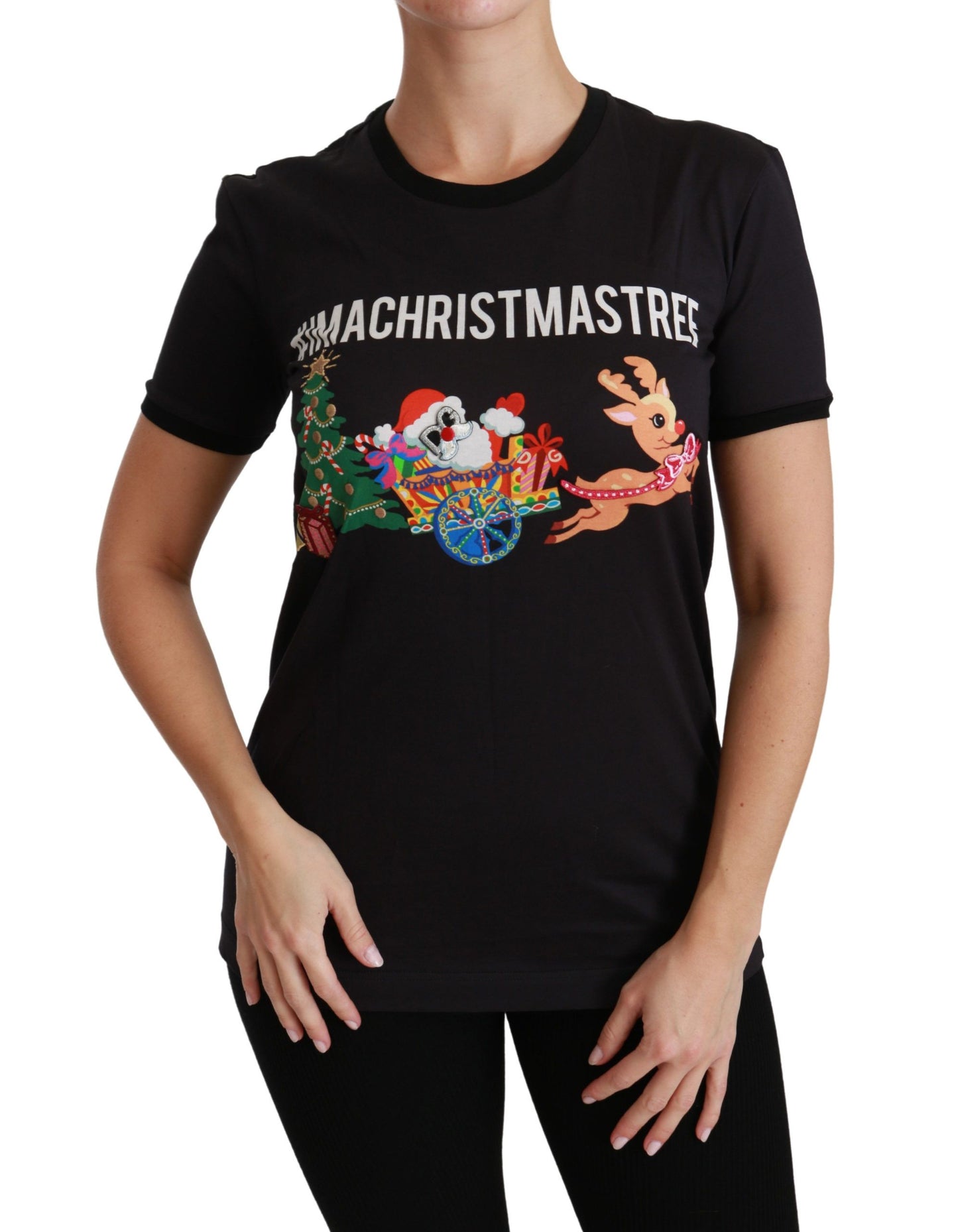 Dolce & Gabbana black cotton crewneck tee with unique print