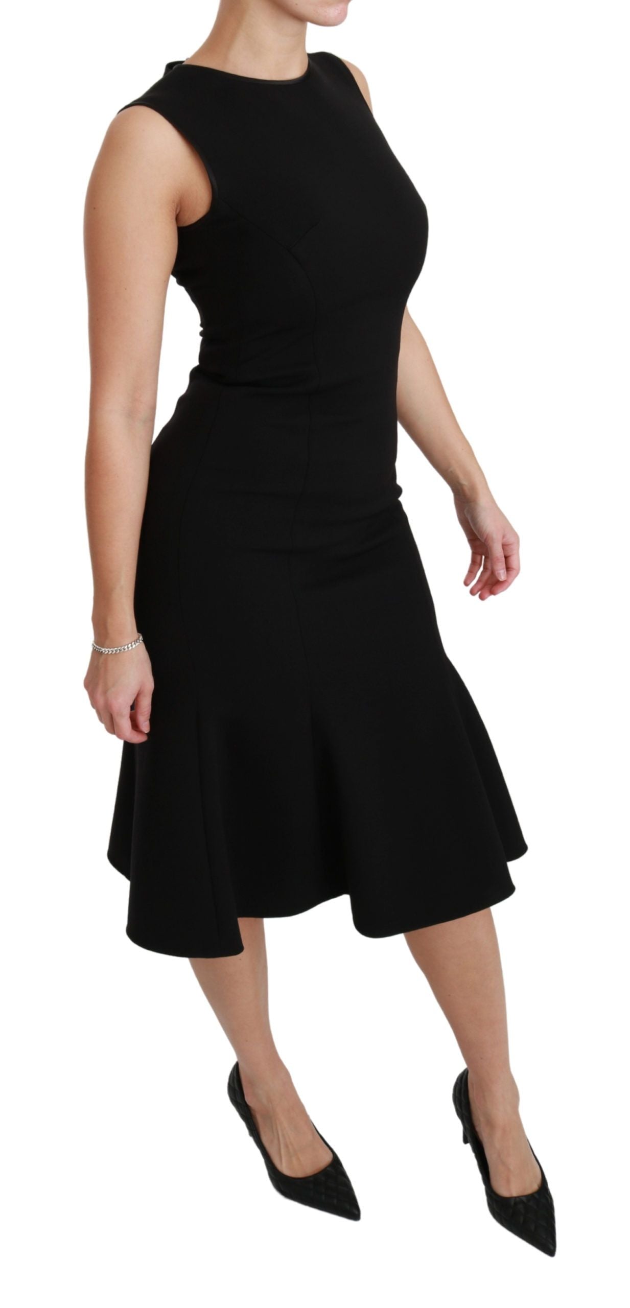 Black fit flare dress with zipper closure