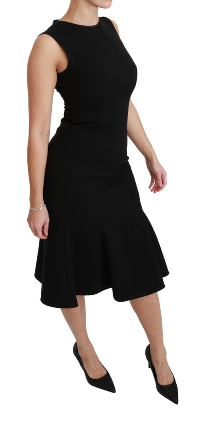 Black fit flare dress with zipper closure