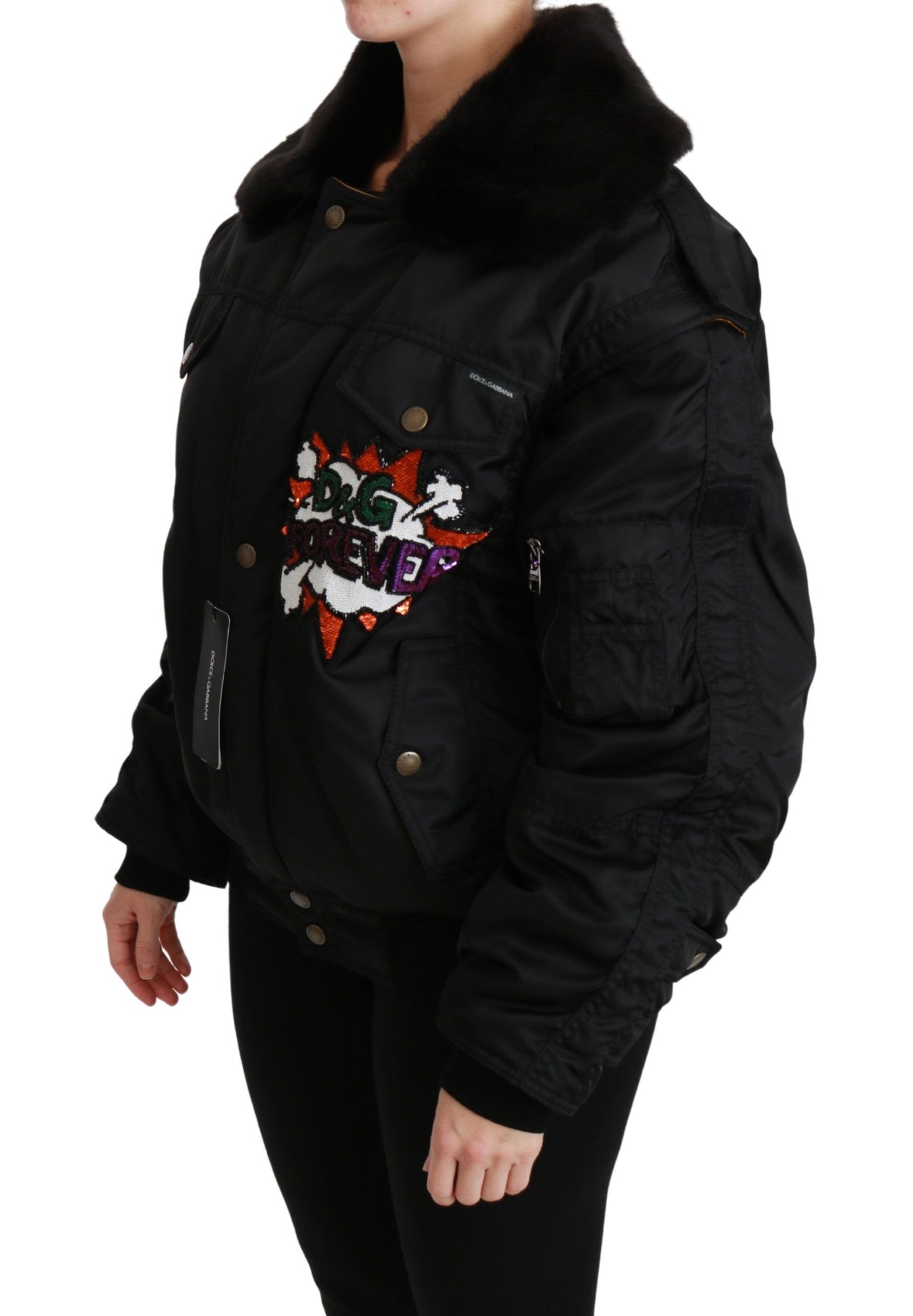 Luxurious Dolce & Gabbana bomber jacket with ‘Queen DG Forever’ motif