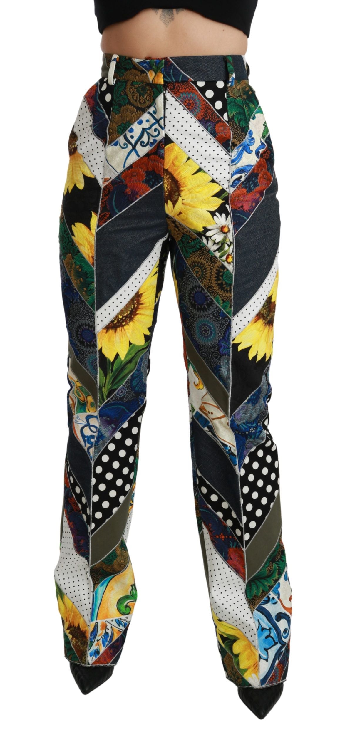 Exquisite Italian craftsmanship evident in the stunning Dolce & Gabbana High Waist Straight Pants