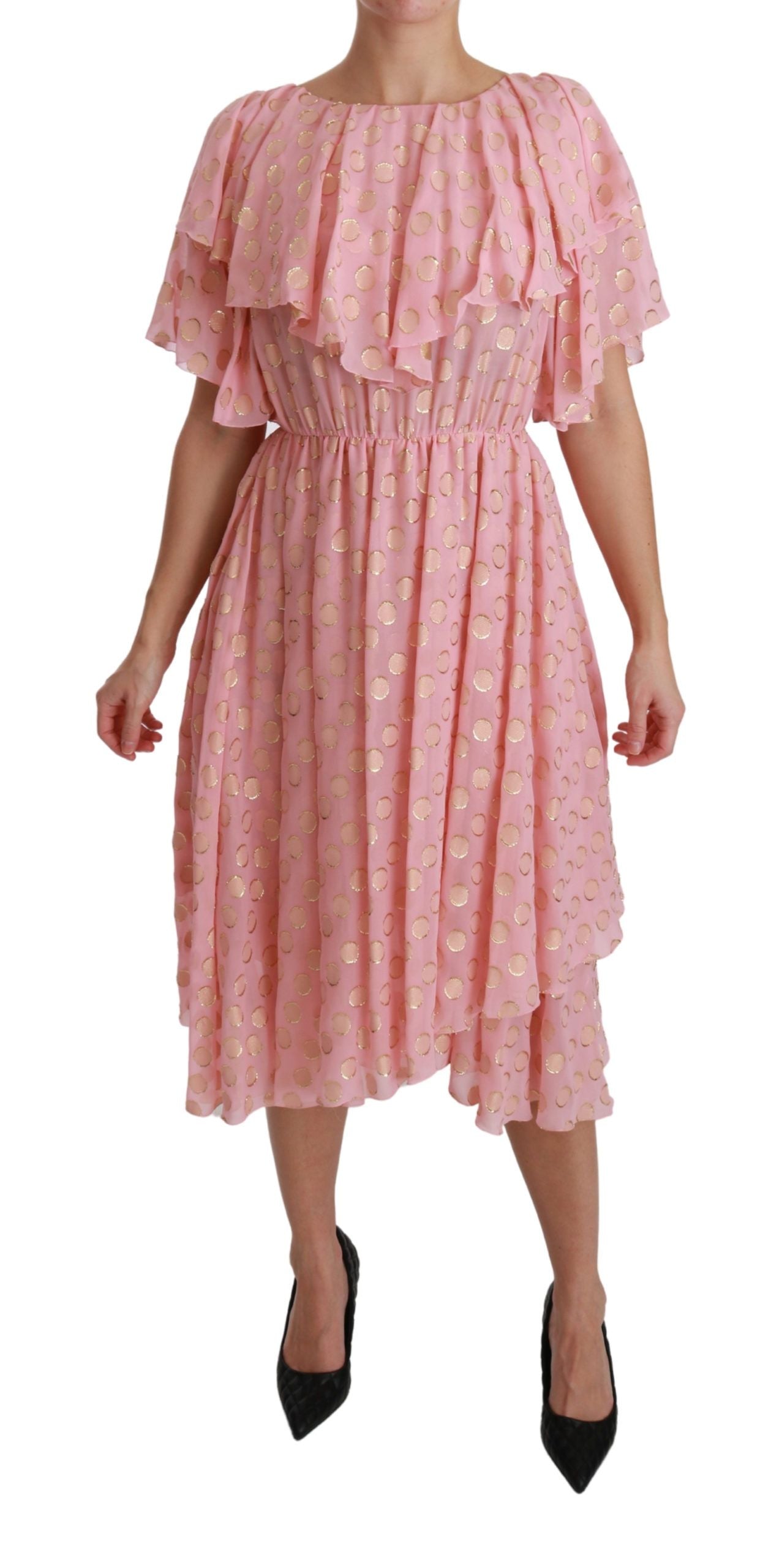 Dolce & Gabbana pink polka dot midi dress with zipper closure 