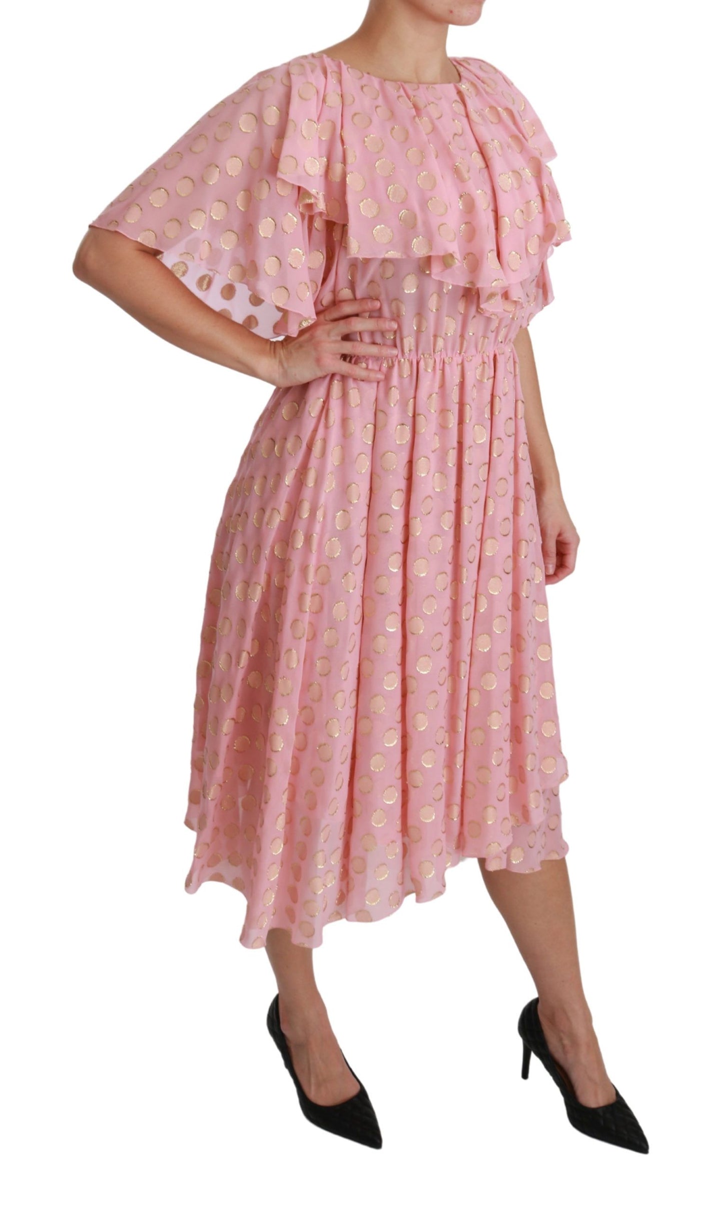  Elegant A-line dress made from 89% silk and 11% metallic fiber 