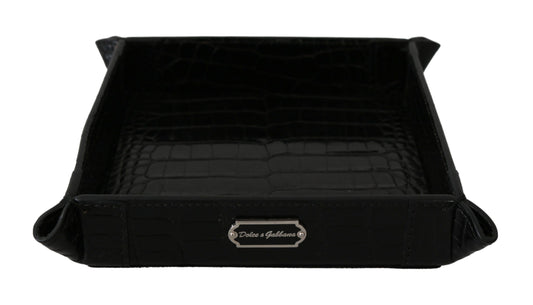 Luxurious black patterned skin tray for keys, money, or decor