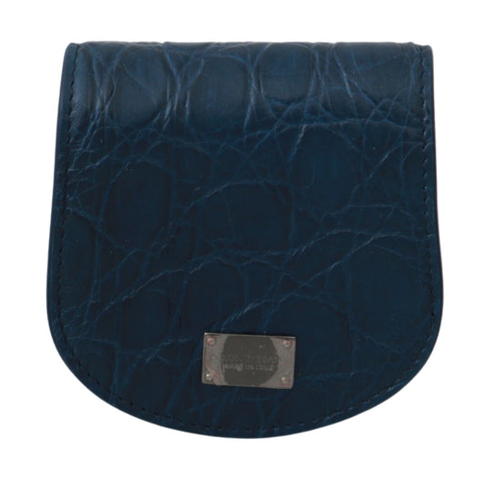 Dolce & Gabbana Sleek Blue Caimano Condom Case Wallet crafted from 100% Caimano material