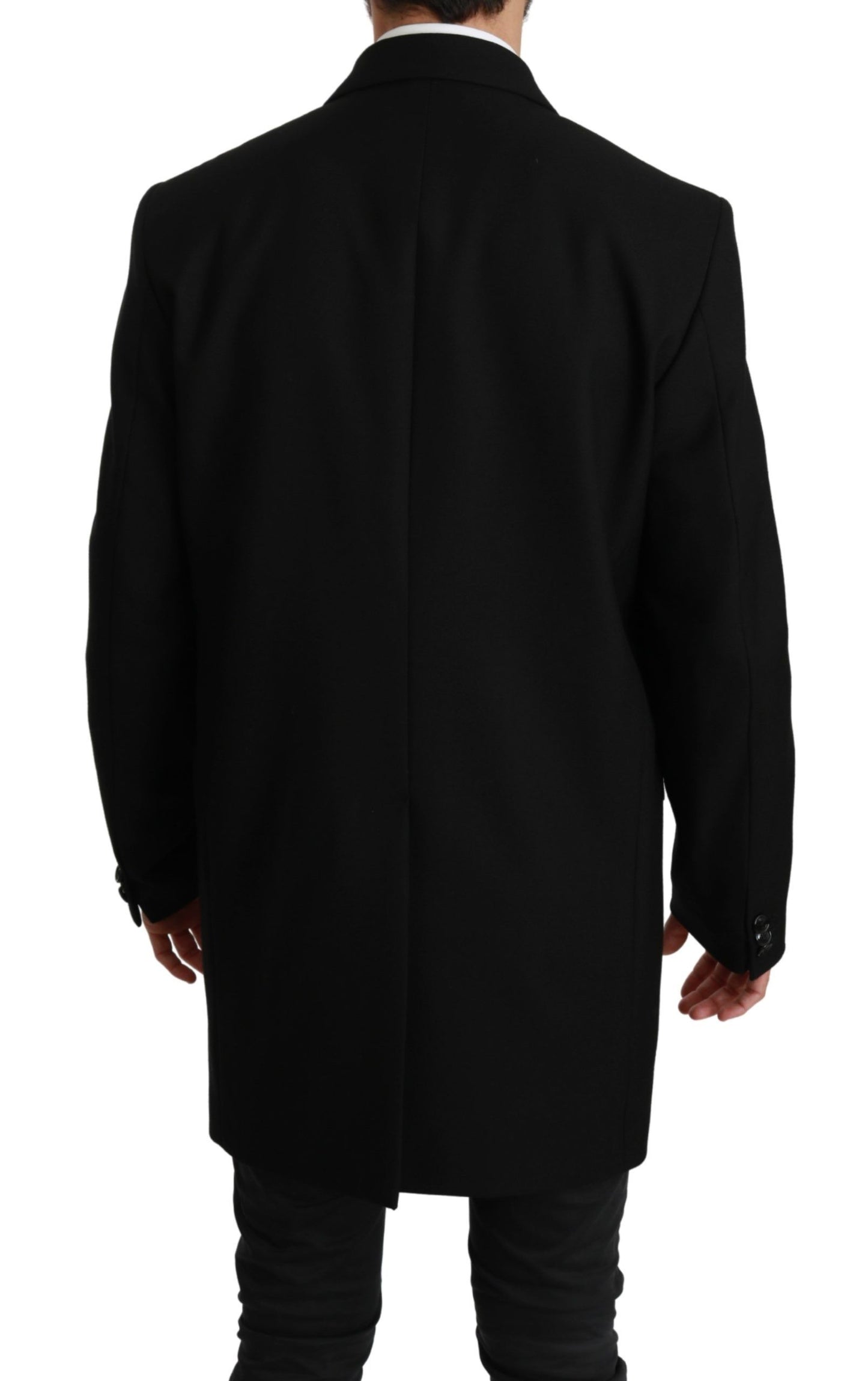 Dolce & Gabbana Elegant Black Wool Formal Blazer with Notched Lapels and Button Closure