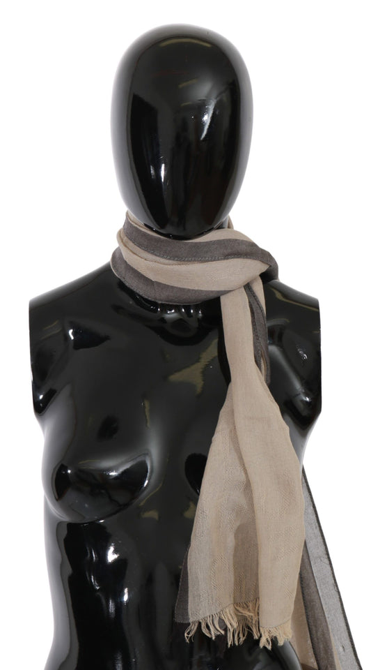 Luxurious beige Costume National scarf with brand logo details