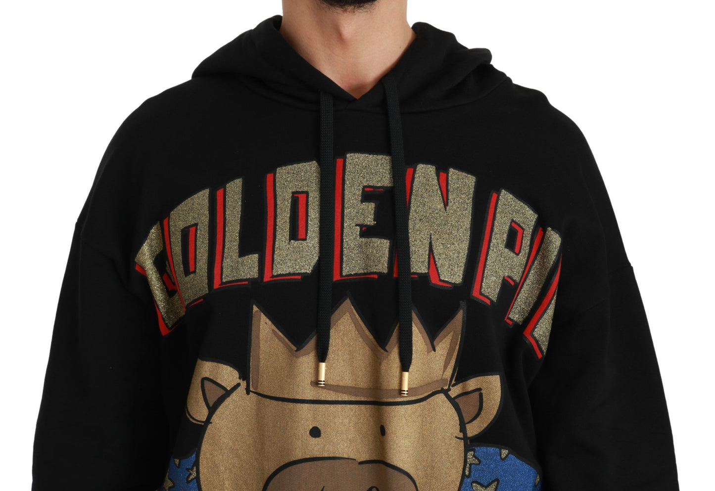 Intricate logo details adorn this high fashion, opulent hooded pullover