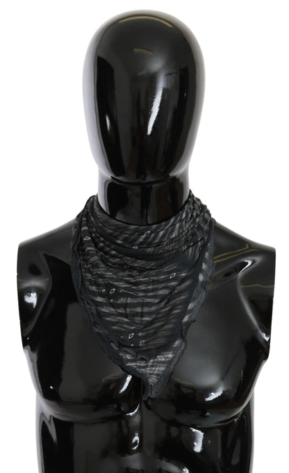 Costume National Elegant Black Striped Men's Viscose Scarf made from luxurious 100% Viscose