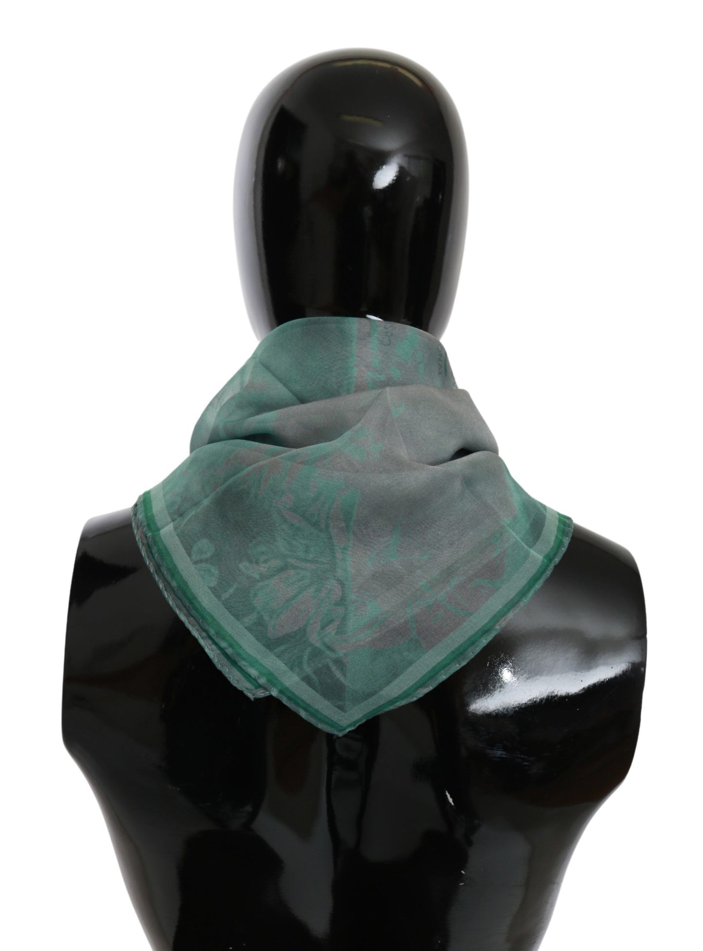 Luxurious 100% Silk Green Printed Scarf by Costume National, made in Italy