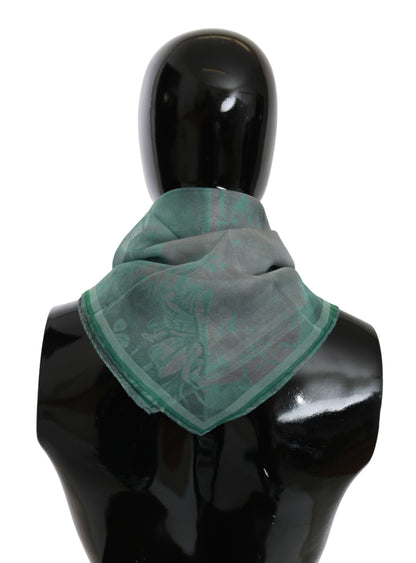 Luxurious 100% Silk Green Printed Scarf by Costume National, made in Italy