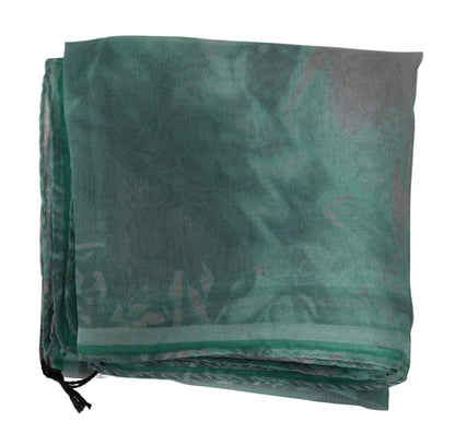 Elegant and sophisticated Costume National Green Printed Silk Scarf, made in Italy