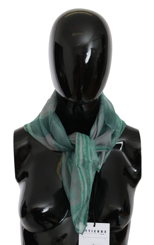 Exquisite Costume National Elegant Silk Green Printed Scarf, brand new with tags