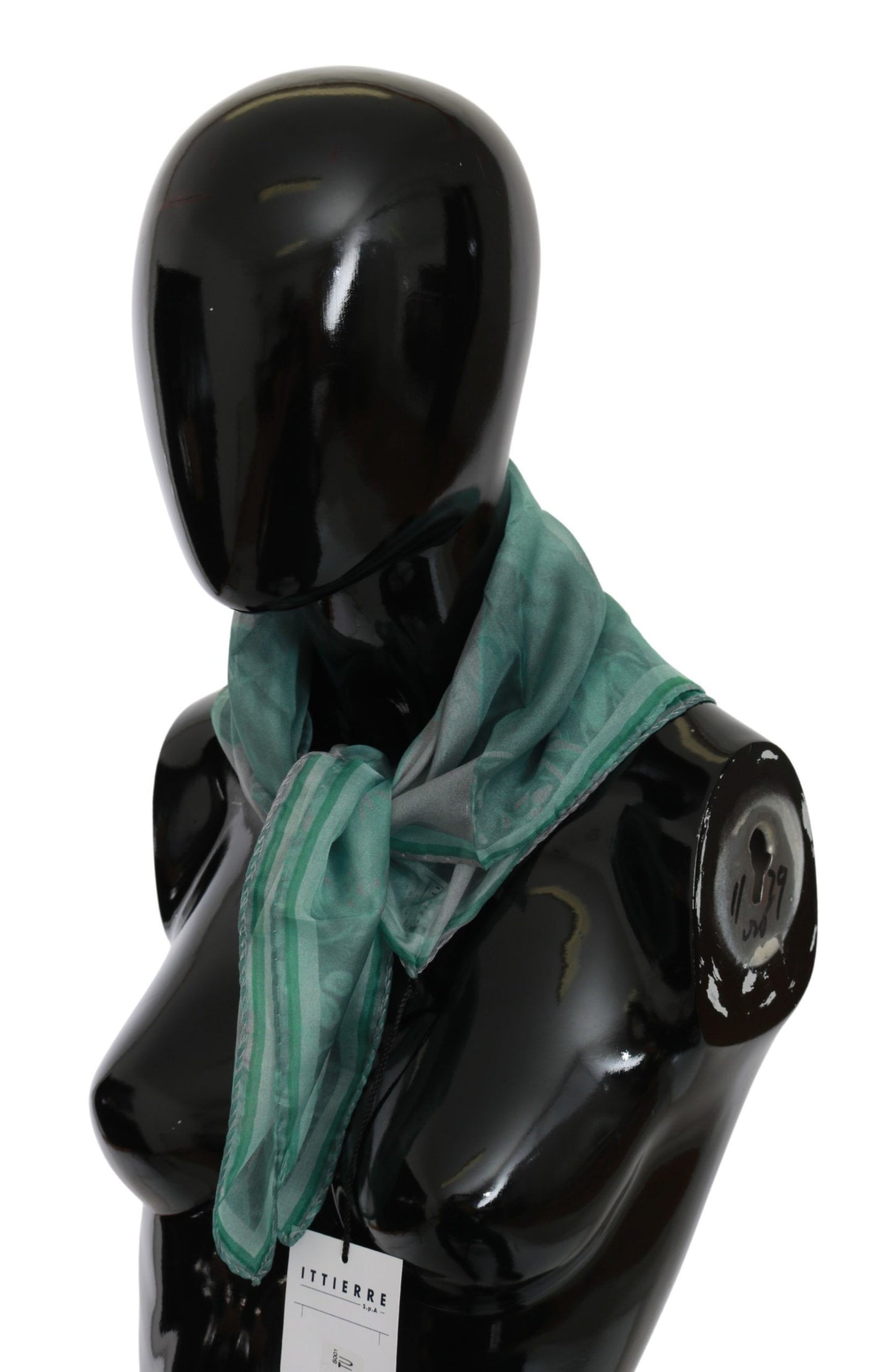 Costume National 100% Silk Green Printed Scarf, perfect for adding a splash of color