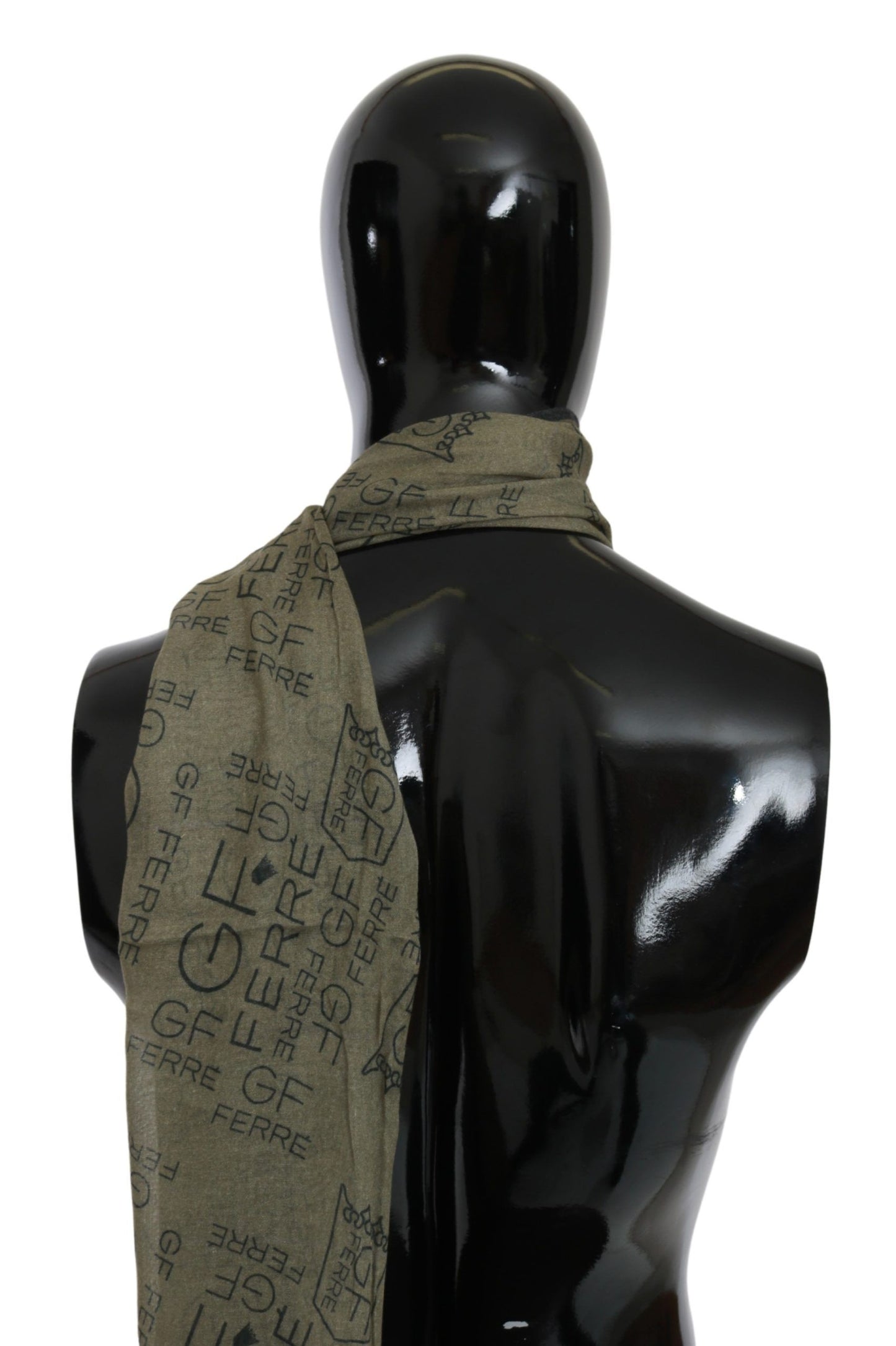 Luxurious GF Ferre Scarf with Elegant Green Pattern for Men