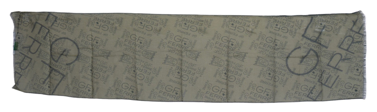 GF Ferre Green Patterned Scarf - High Quality Wool-Blend Material