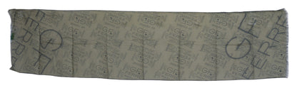 GF Ferre Green Patterned Scarf - High Quality Wool-Blend Material