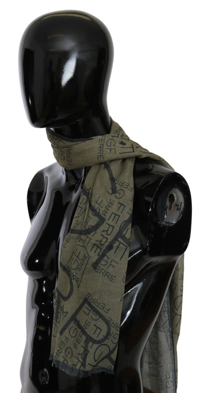 GF Ferre Scarf with Elegant Green Pattern - Italian Craftsmanship